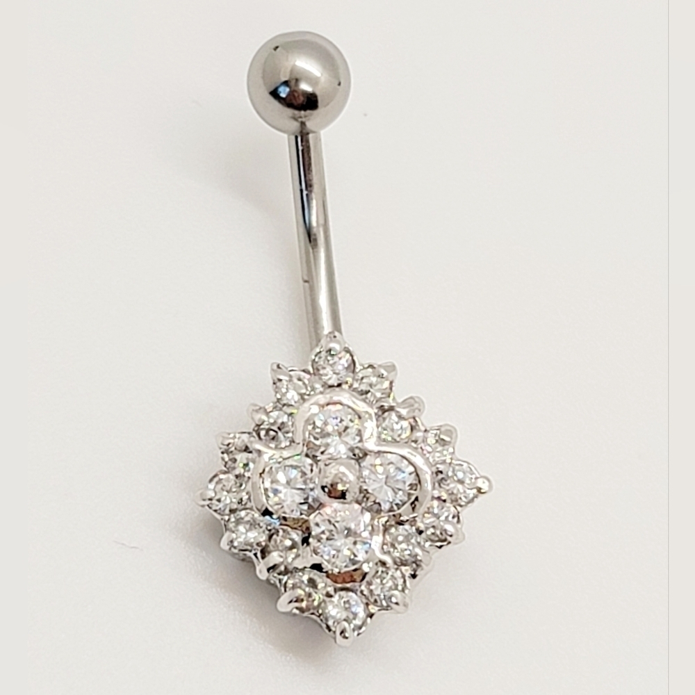 925 Sterling Silver cz belly ring